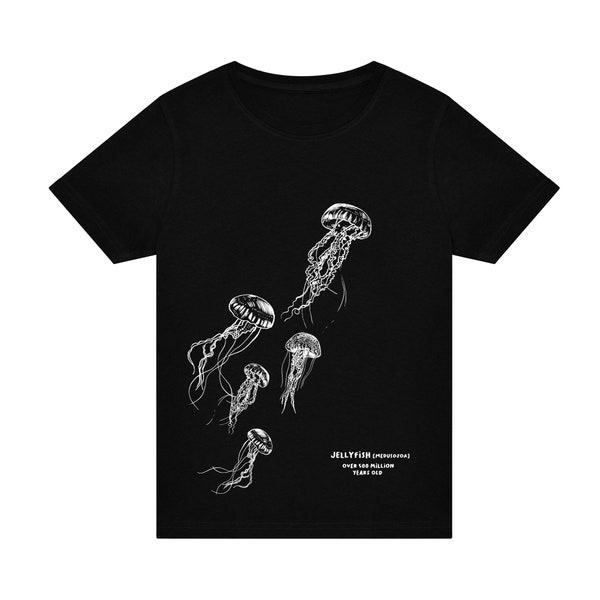 Childs Jellyfish T-shirt, Glow In The Dark Animal Top, Girls Boys Organic Cotton T, Educational Underwater Ocean Sea Creatures, Save Our Sea