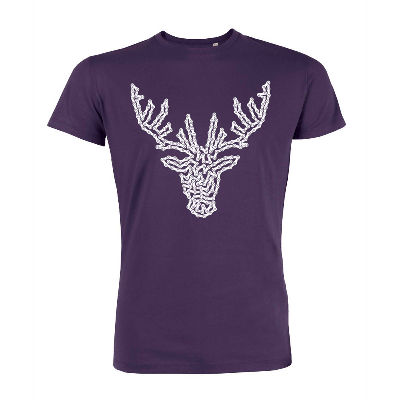 Image of Mens Chain Reindeer Head Bamboo Cycling Bicycle Tshirt , Alternative Christmas Jumper, For Cycling & Biking Fans - Vegan Organic T-Shirt