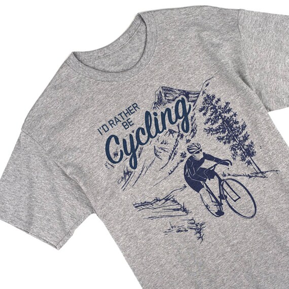 Cycling Tops T-Shirt Funny Novelty Womens tee TShirt Id Rather Be Biking 