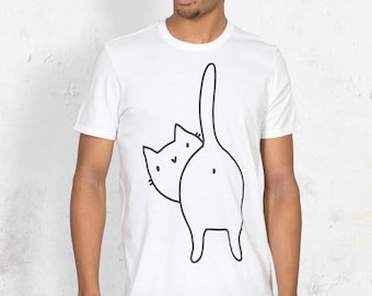 Funny Cat T-shirt - Mens Novelty Cat Tee - Cats bum, cute Cat T-shirt for Cat lovers