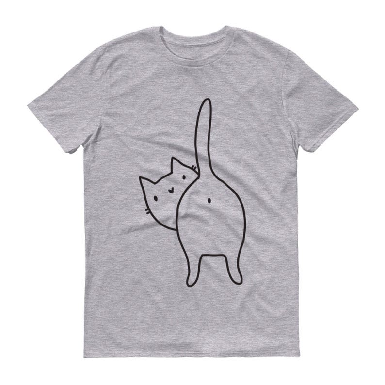 Funny Cat Tshirt Mens Novelty Cat Tee Cats Bum, Cute Cat Tshirt for
