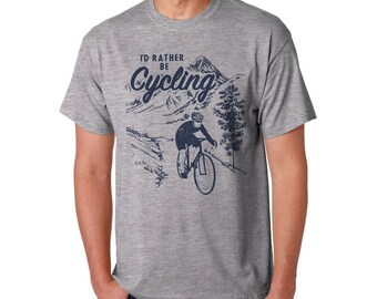 Mens/ Cycling T-shirt / I'd Rather be Cycling / Cotton Cycling Tshirt / Cycling Enthusiast / Bike Lover / Rather be on my bike /Gift for him