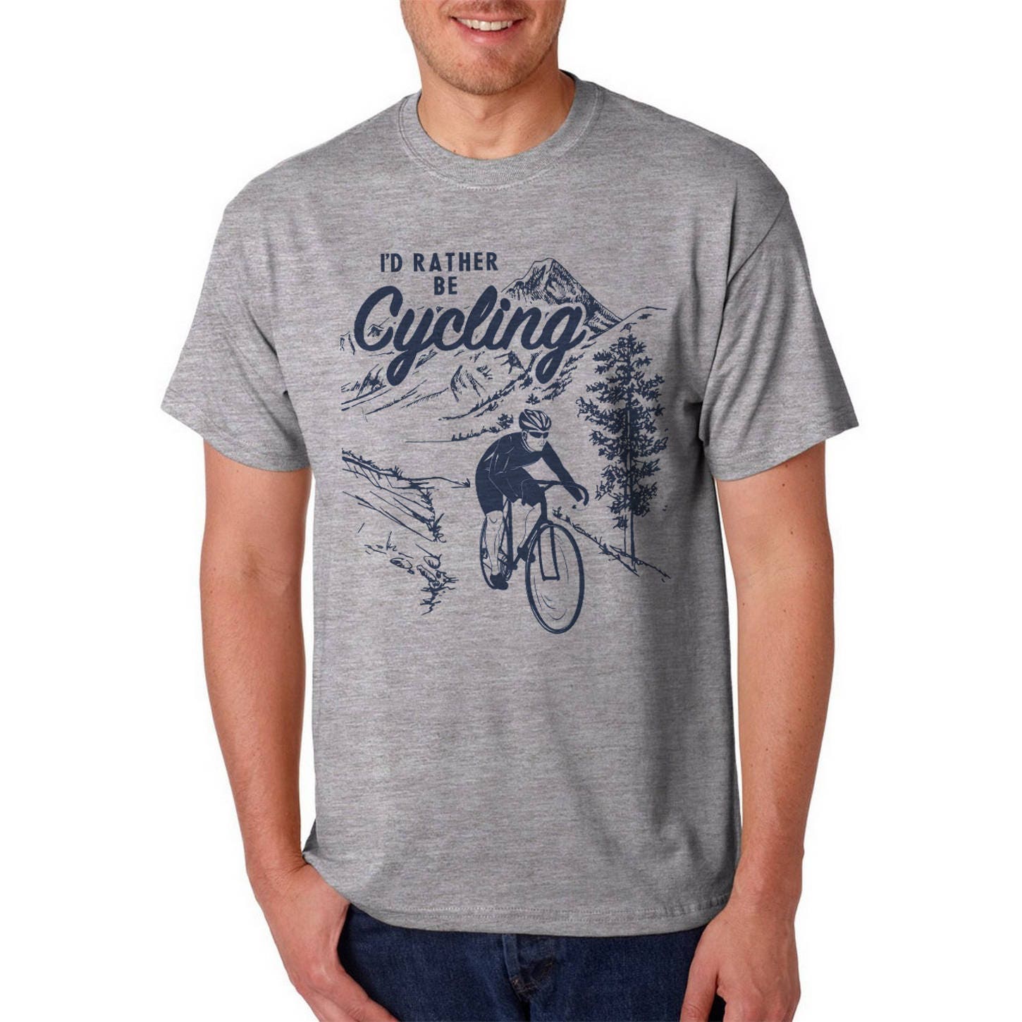 Mens Cycling T shirt I d Rather be Cycling Cotton Cycling Tshirt Cycling Enthusiast Bike Lover Rather be on my bike Gift for him