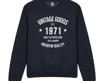 Personalised Birthday Sweatshirt, Vintage Custom Year Birthday Organic Jumper Mens Birthday Novelty Age milestone gift, Unique Birthday Gift