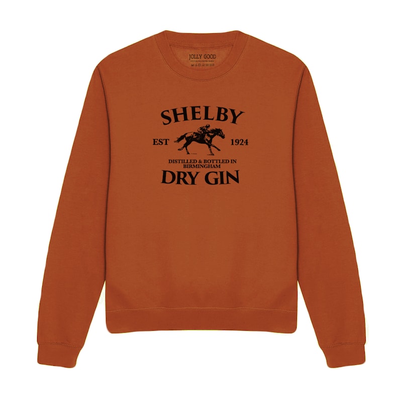 Shelby Gin Company Sweatshirt Inspired by Peaky Blinders, Shelby Gin Peaky Blinders, Shelby Co Birmingham, Unisex Jumper, Mens Sweater Burnt Orange