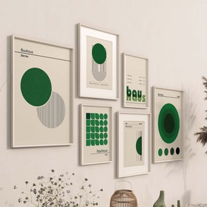 Bauhaus Gallery Wall set of 6 | Modern home decor | Green aesthetic decor | Retro | Gallery wall | modern contemporary | Bauhaus Poster