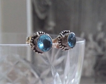 Blue topaz sterling silver studs earrings