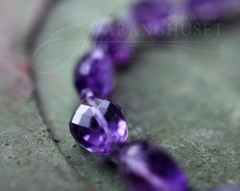 Simple amethyst necklace, sparkling faceted nuggets of purple amethysts with sterling silver clasp