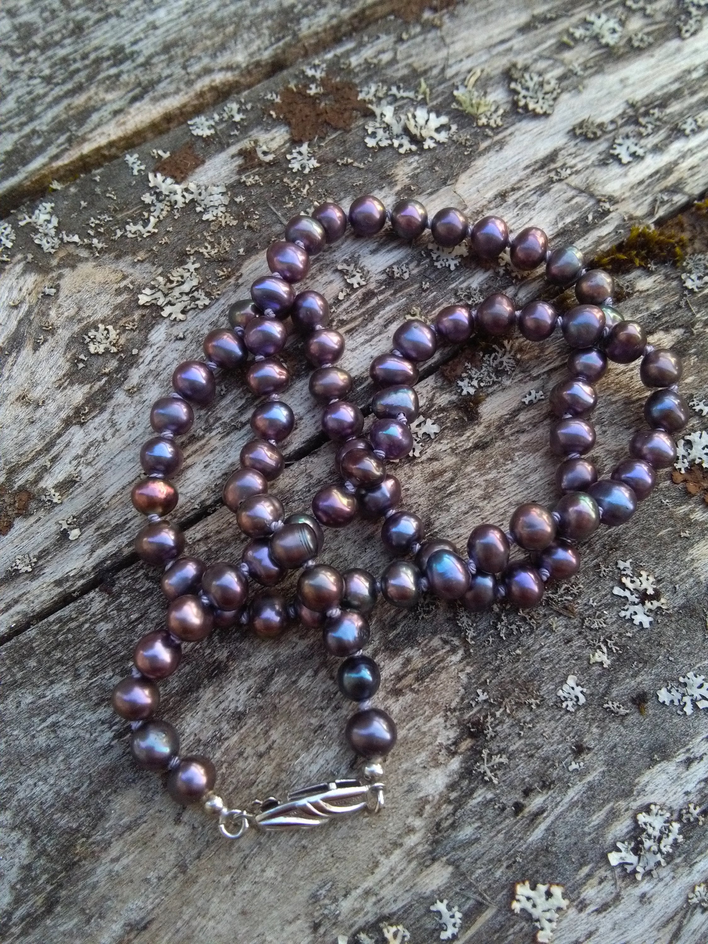 【BLACKPURPLE】De Seven Pearl Black Pearl Necklace BLACKPURPLE】De Seven Pearl Black Pearl Necklace Cultured