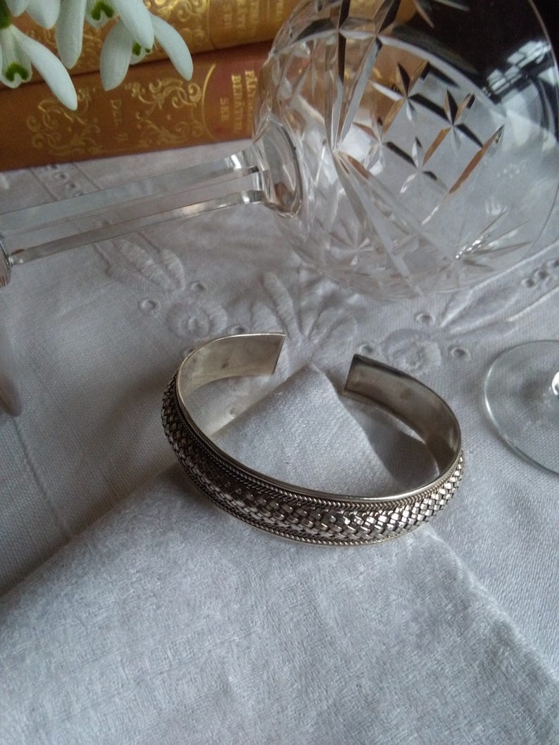 balinese basket-weave silver cuff bali artisan handmade bangle Sterling silver woven bangle 20gr