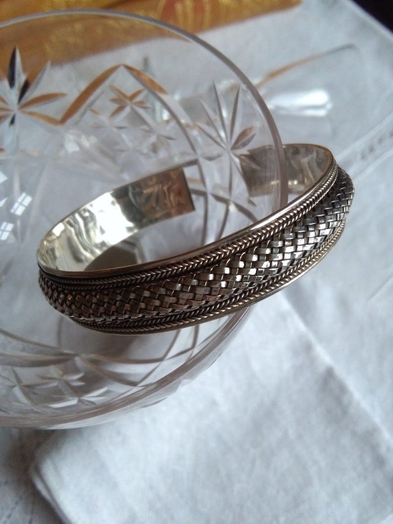 balinese basket-weave silver cuff bali artisan handmade bangle Sterling silver woven bangle 20gr
