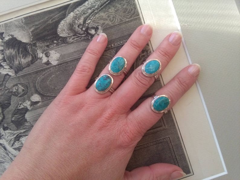 Turquoise Ring Natural Turquoise Sterling Silver Ring Etsy