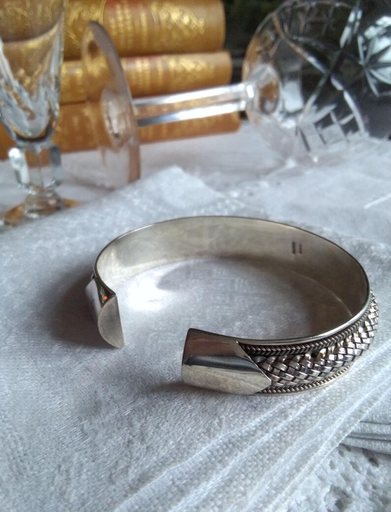 balinese basket-weave silver cuff bali artisan handmade bangle Sterling silver woven bangle 20gr