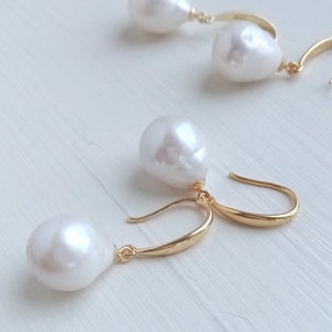 Classic natural edison pearls, vermeil gold sterling silver drop dangle earrings