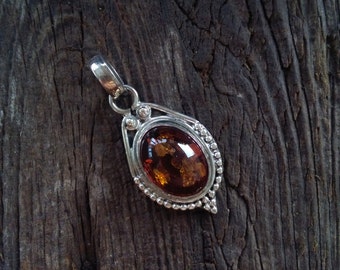 Amber sterling silver pendant