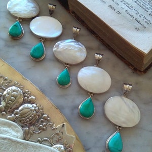 White oval mother of pearl shell pendant, sterling silver MOP pendant