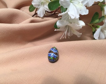 Blue, green and red Easter egg pendant, Russian style easter egg for necklace.