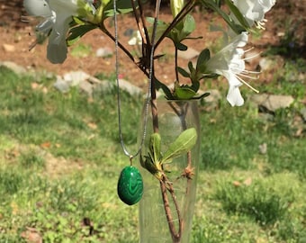 Easter egg pendant, faux malachite, Russian style easter egg for necklace.