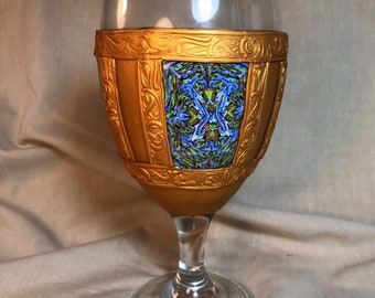 Blue abstract window goblet, fantasy goblet,