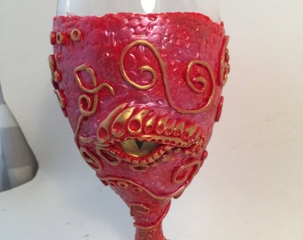 Red dragon eye goblet, red fantasy goblet, wine goblet