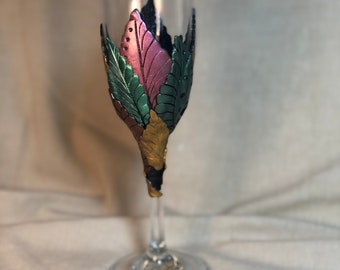 Colored leaves champagne flute