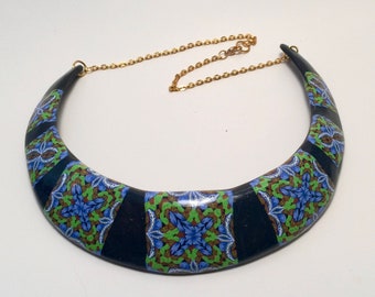 Blue, green and black choker from my "forest stream" line.