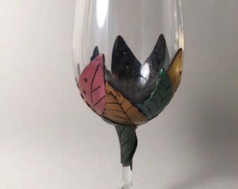 leaf covered wine glasses