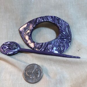 Purple swirl scarf pin, purple shawl pin, abstract purple scarf pin image 3