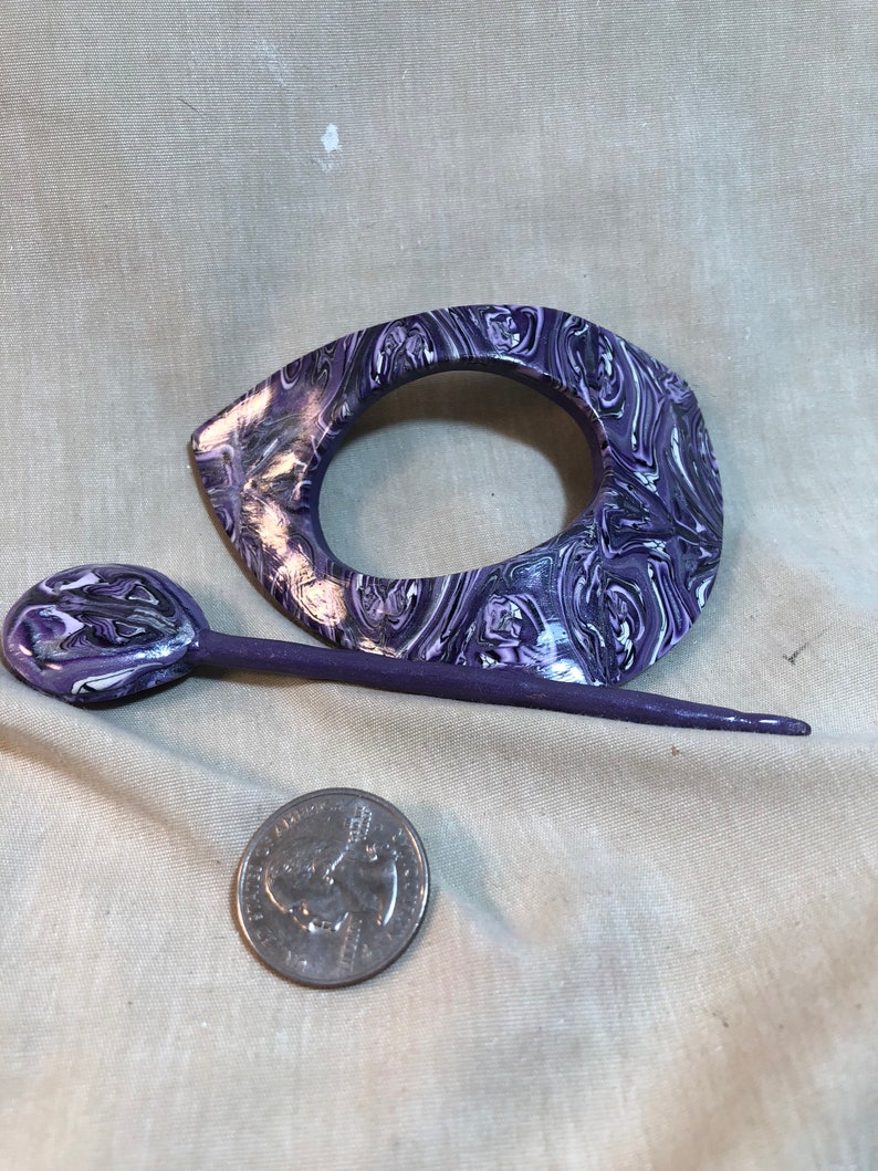 Purple swirl scarf pin, purple shawl pin, abstract purple scarf pin image 3