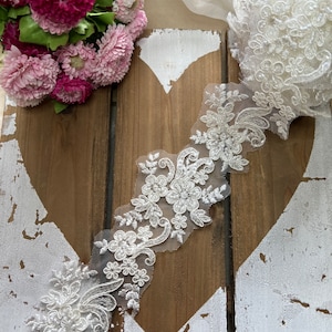 Lace Ribbon Lace Trim Lace Beads Embroidery Veil Straps Wedding Bridal Dress ivory