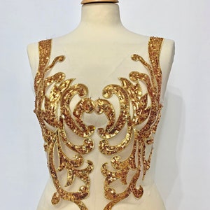 Lace Applique 2pcs Sequin Patch Embroidery Evening Dress Dance Dress