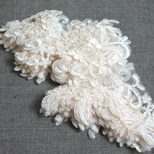 Lace Applique Lace Wedding Dress Floral Flower Applique Lace beige