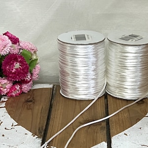 Satin cord 5 meters satin ribbon satin cord sold by the meter 2 mm ivory white