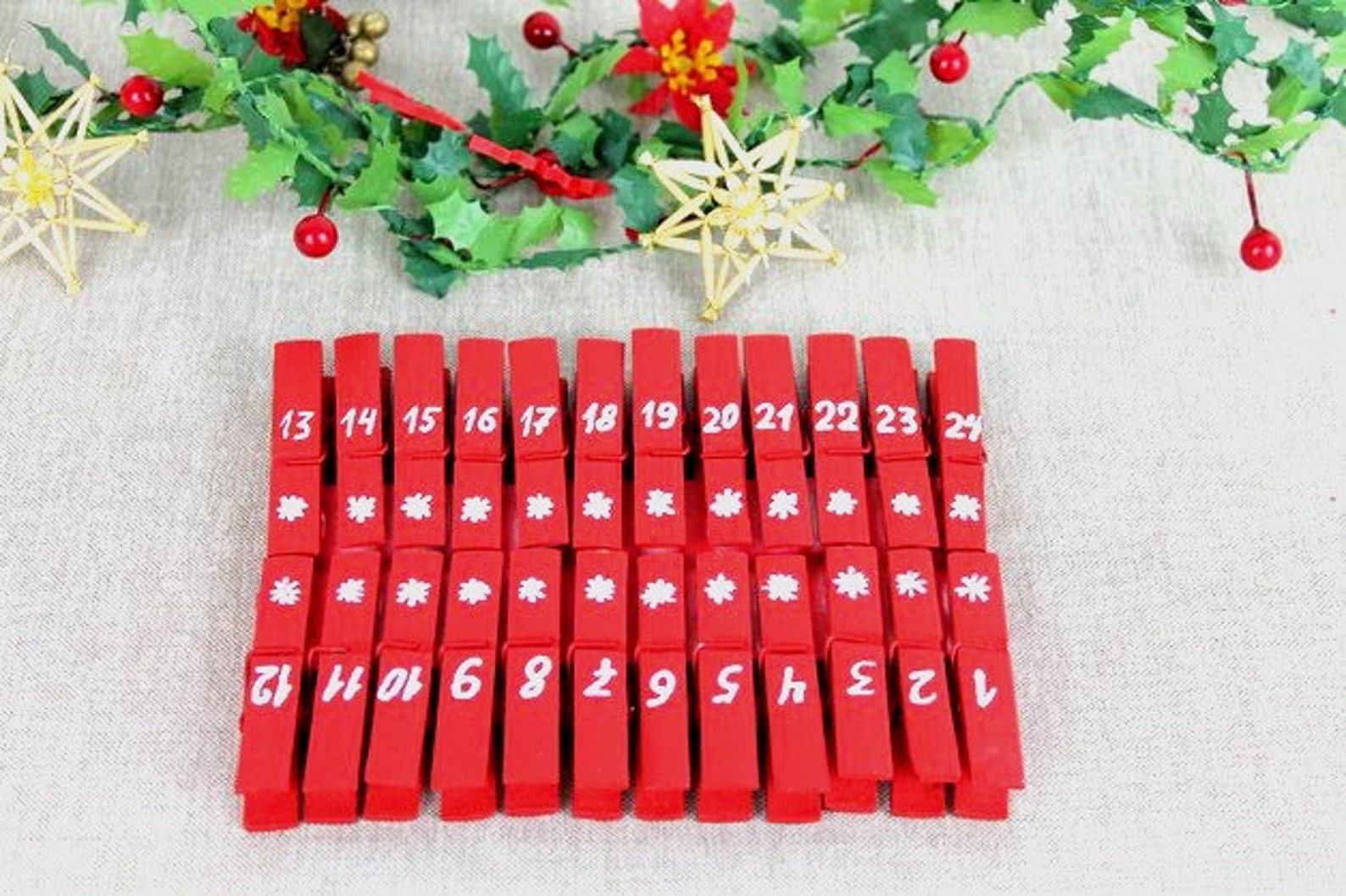 Advent Calendar Numbers Clips for Fabric Bags Etsy