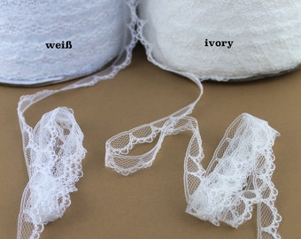 Lace ribbon tulle lace lace trim lace ribbon white ivory 12 mm
