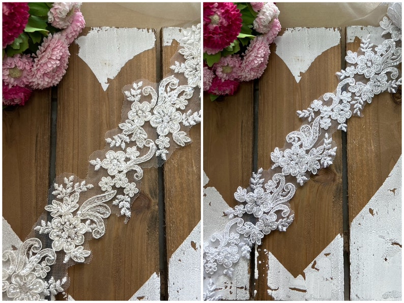 Lace Ribbon Lace Trim Lace Beads Embroidery Veil Straps Wedding Bridal Dress image 2