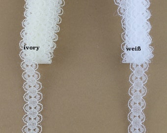Lace ribbon lace trim lace ribbon ivory, white 15 mm