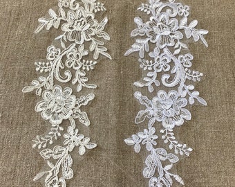 Lace applique lace ivory, white wedding wedding dress floral