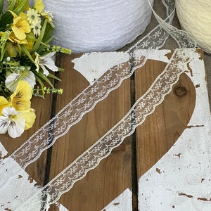 Lace ribbon tulle lace lace trim ivory white 23 mm