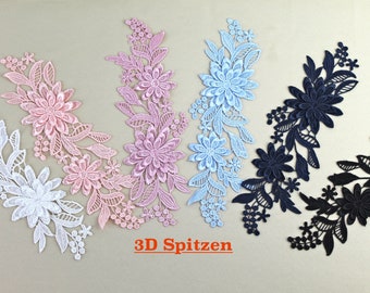 Lace applique Floral Flower Lace 3D with flowers