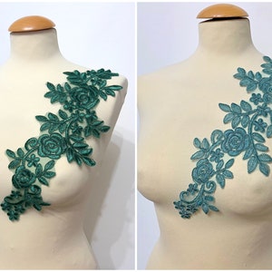 Lace applique lace wedding dress floral flower applique lace turquoise fir green