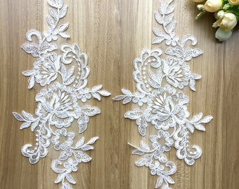 Lace applique lace wedding dress floral flower applique lace ivory