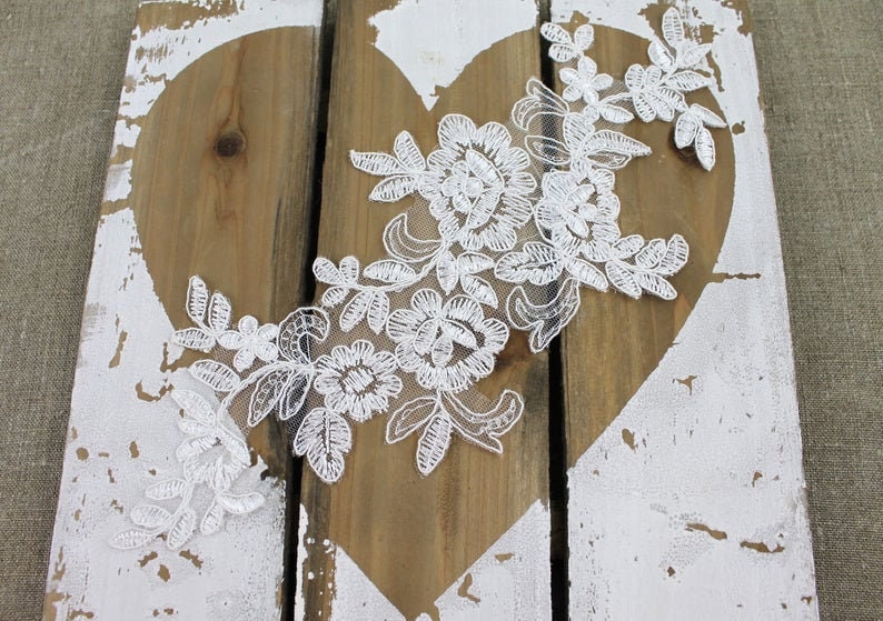 Lace Applique Lace Wedding Dress Floral Flower Applique Lace ivory