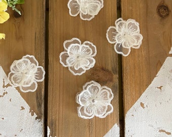 Encaje Sobrepuesto Encaje 3D Floral Flores Bordado