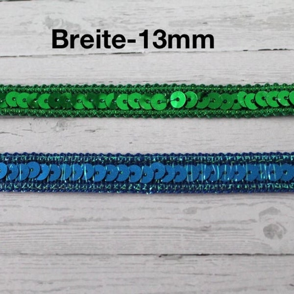 Pailletten Band Paillettenborte Zierband breite 13mm glänzend