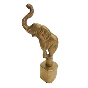 Vintage Brass Elephant Paperweight Small Standing Elephant Decor