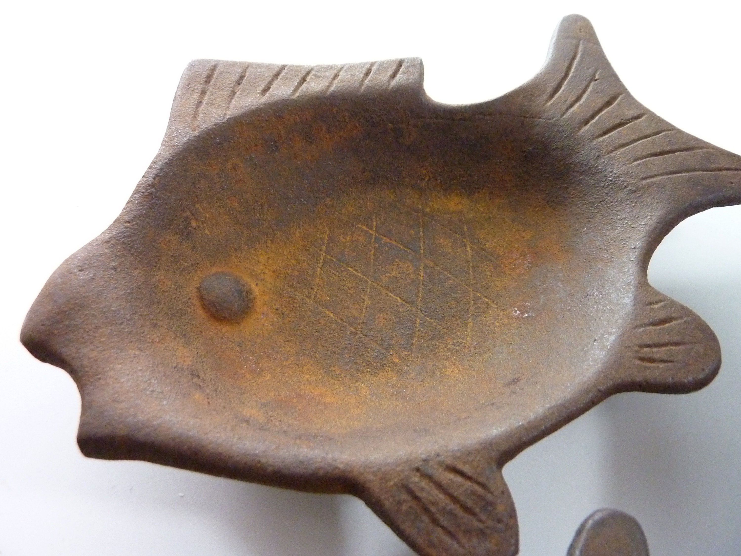 Vintage Japanese Cast Iron Black Fish Tray