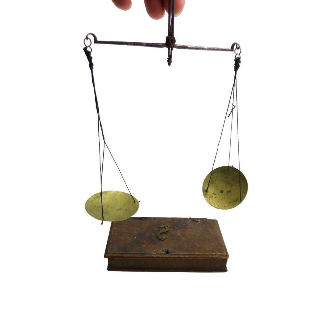 Antique Brass Scale Early Victorian, Travel Apothecary Chemist Balance