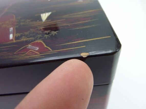 Vintage Lacquer Wood Japanese Music Jewelry Box I… - image 3