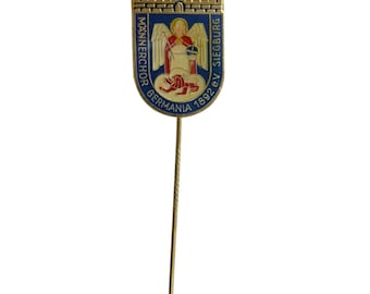 Vintage Mannerchor Germania Siegburg Esmalte Sombrero Pin Coro Alemán 1892